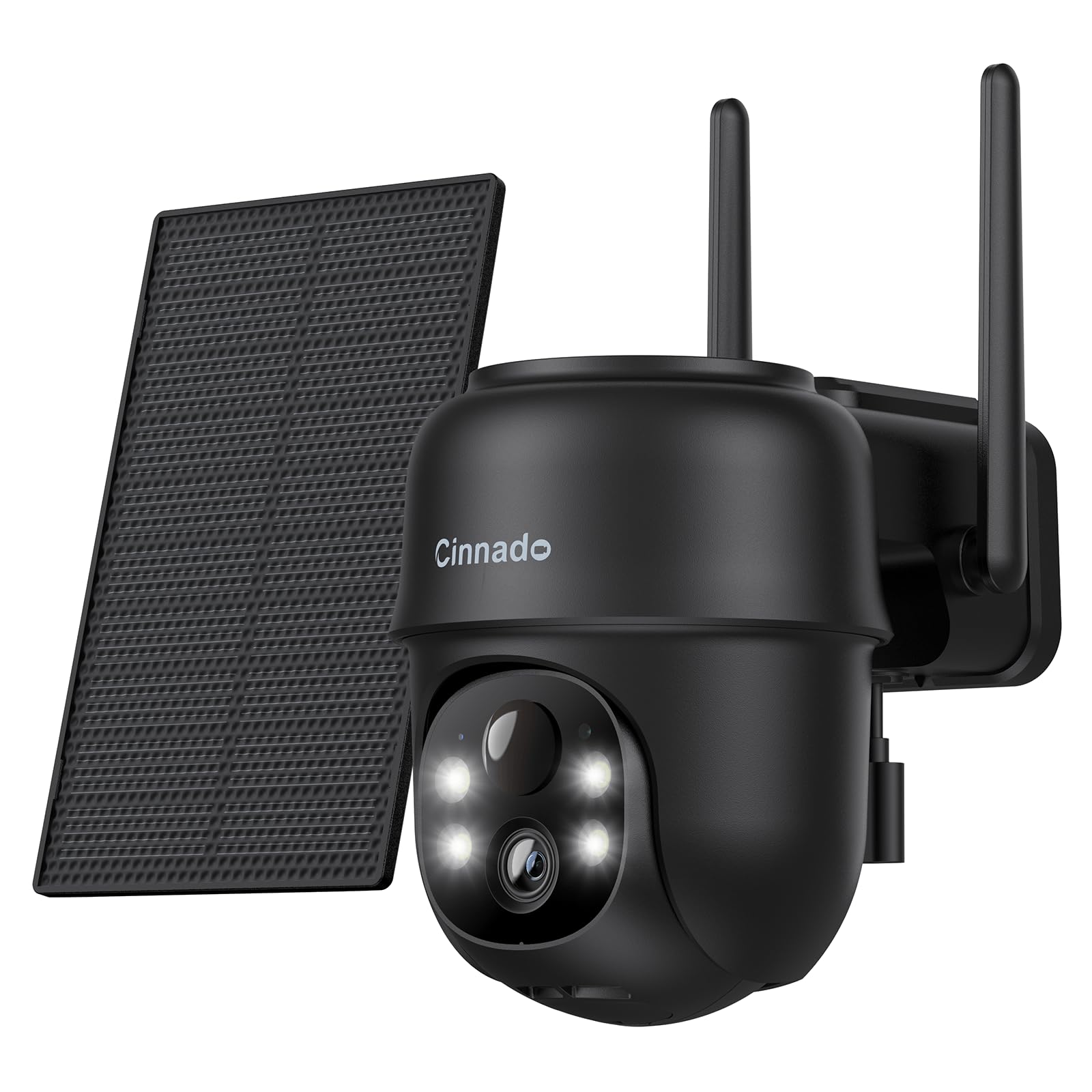 Cinnado 2K Cameras for Home Security-2.4G WiFi Outdoor Camera Wireless Solar/Battery Powered, 360° Viewing, Human Detection, Color Night Vision, Cloud/SD Storage B6 (B6-Black-1pack-2.4G)