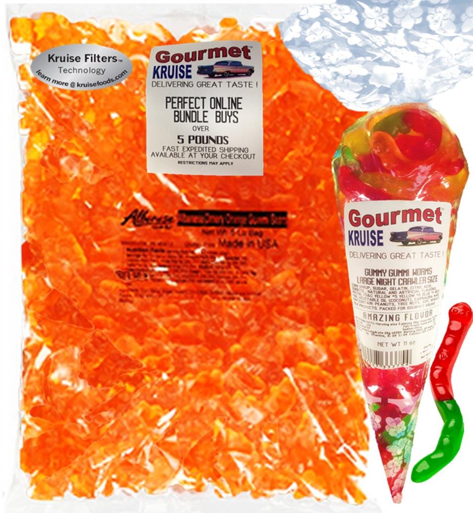 Albanese Orange Gummi Bears 5LB Bag With Large Night
