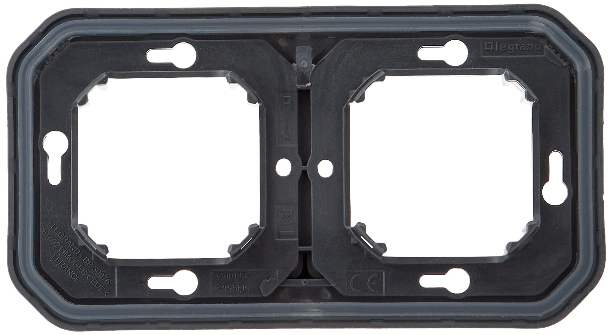 Legrand - Support plaque étanche 2 postes Plexo pour montage horizontal ou vertical en encastré des fonctions composables - anthracite
