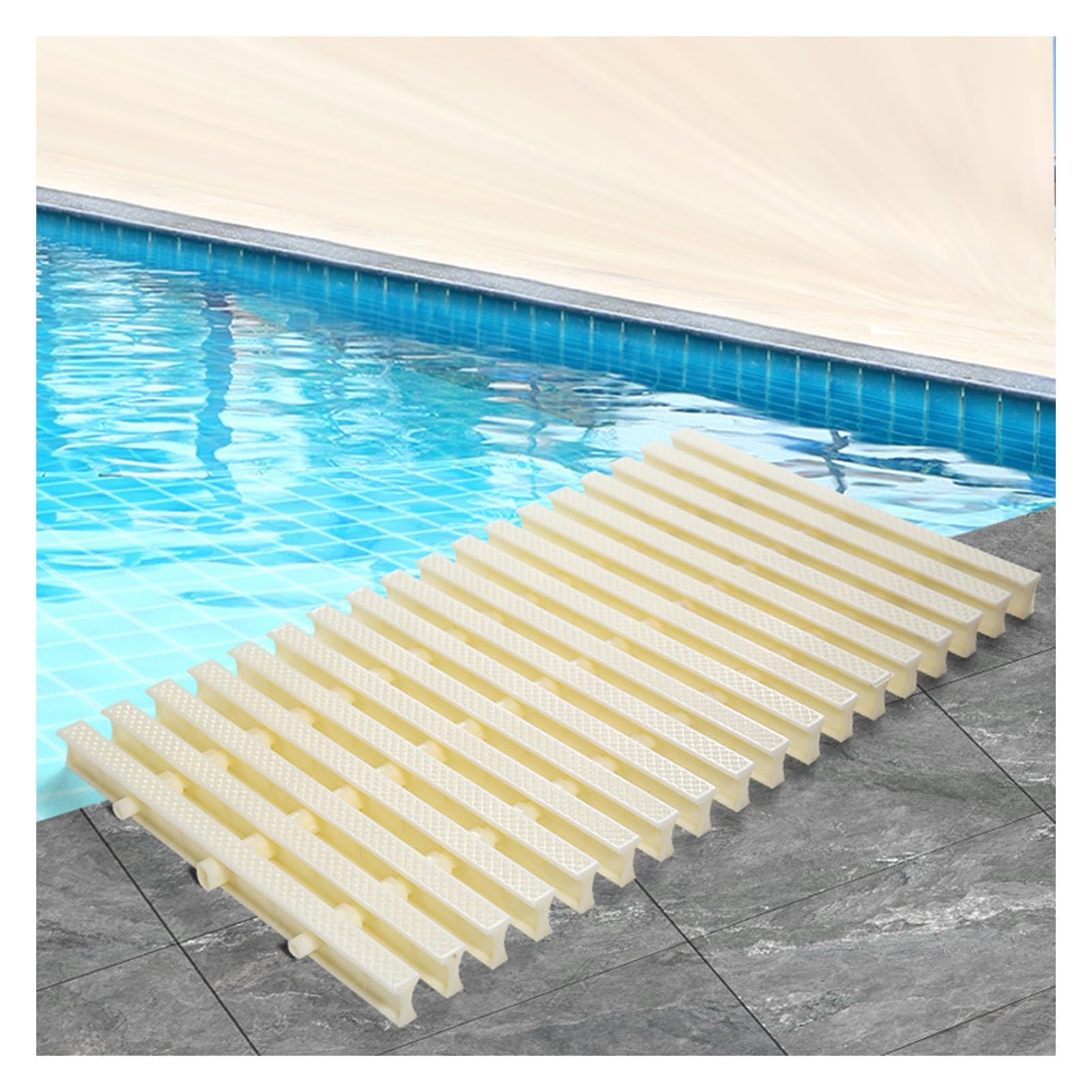 Grille de trop-plein de piscine plastique rigide et couvercle vidange sol anti-feuilles