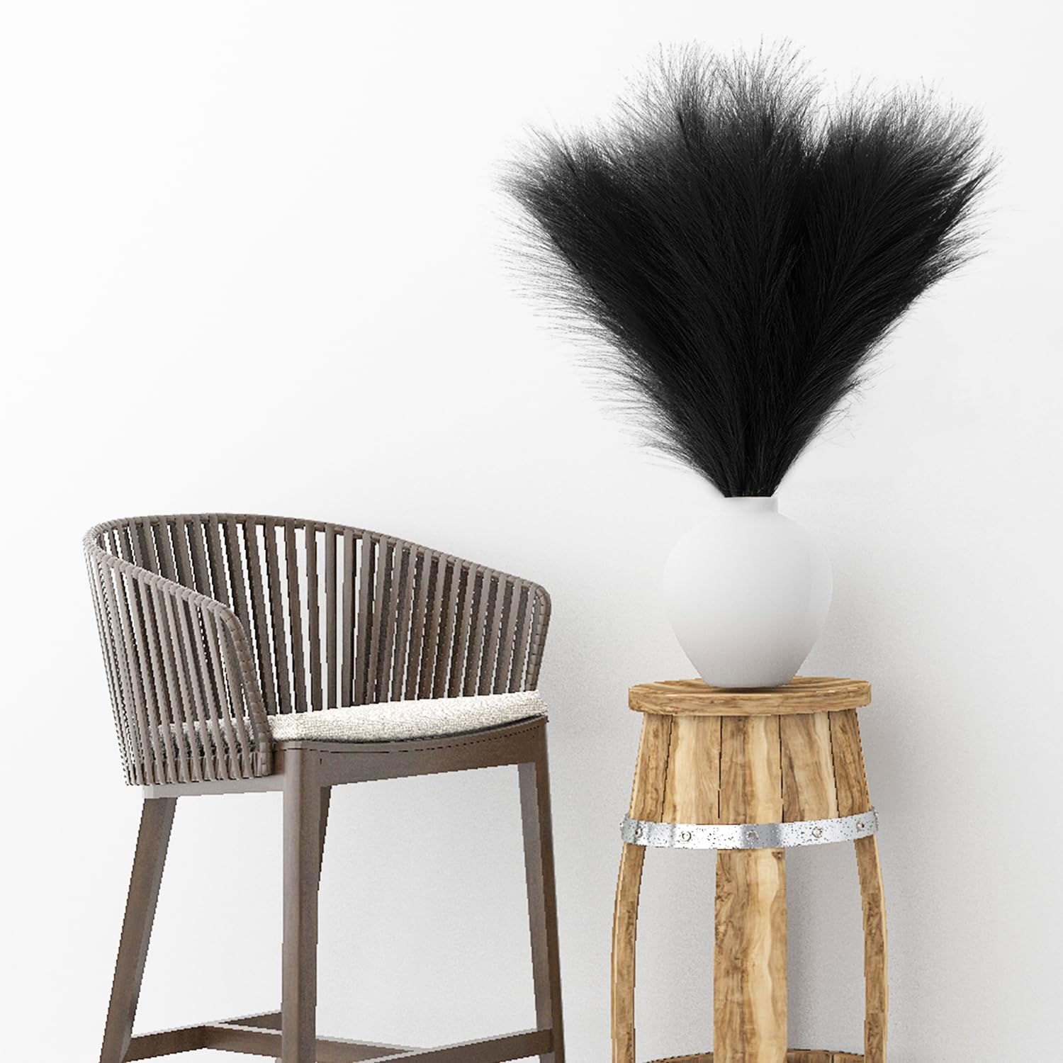 Herbe de la pampa artificielle noire : fini les plumes qui tombent dans le salon, lot de 6