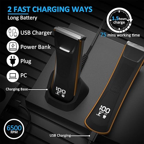 Miniatura 3 de Recortadora eléctrica de pelo para ingle, recortadora de bola púbica, afeitadora de cuerpo, área privada para hombres y mujeres, cabezales de