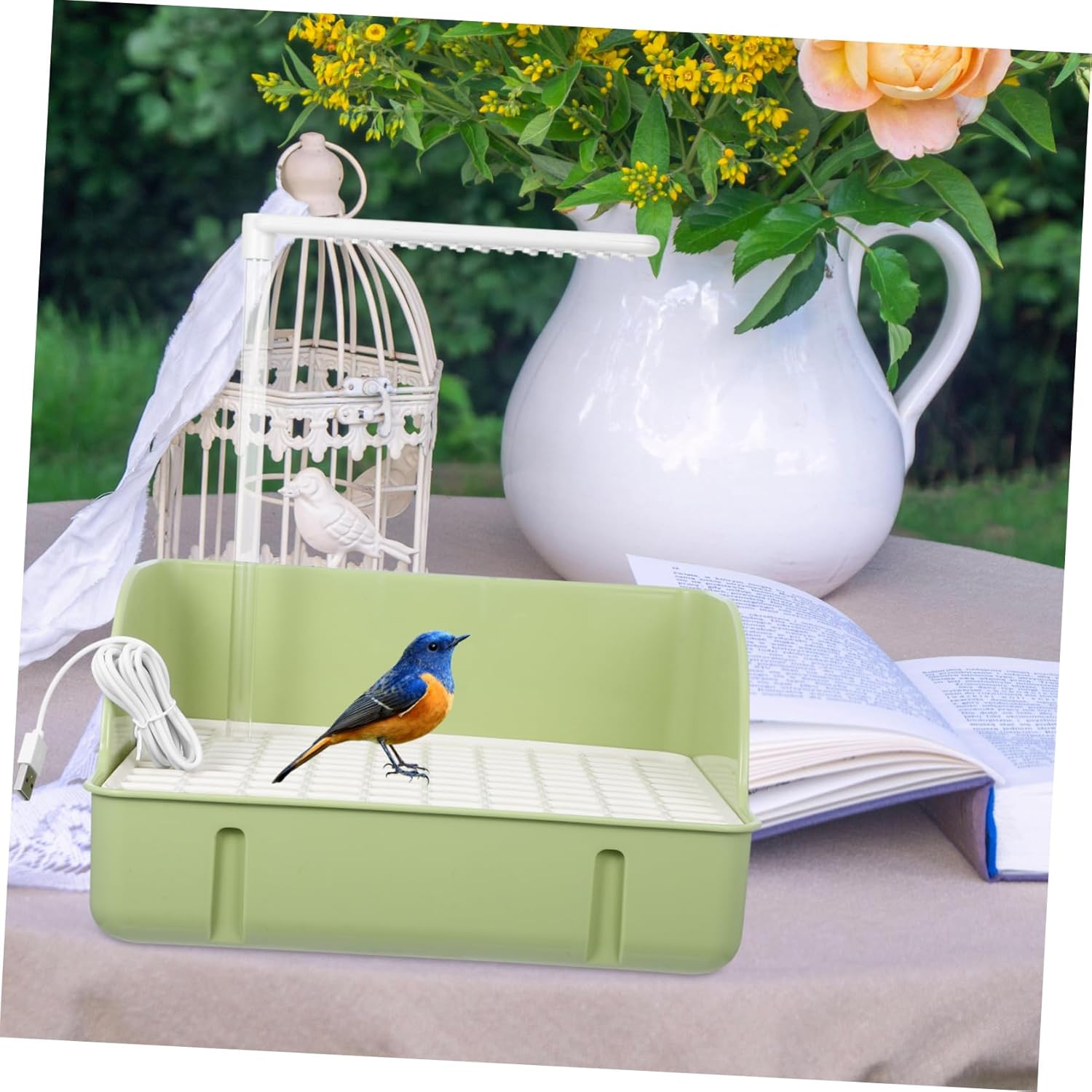 POPETPOP Bird Bath Tub Automatic Circulating Water Bird Shower for Indoor Use for Small Spaces Natural Shower Experience