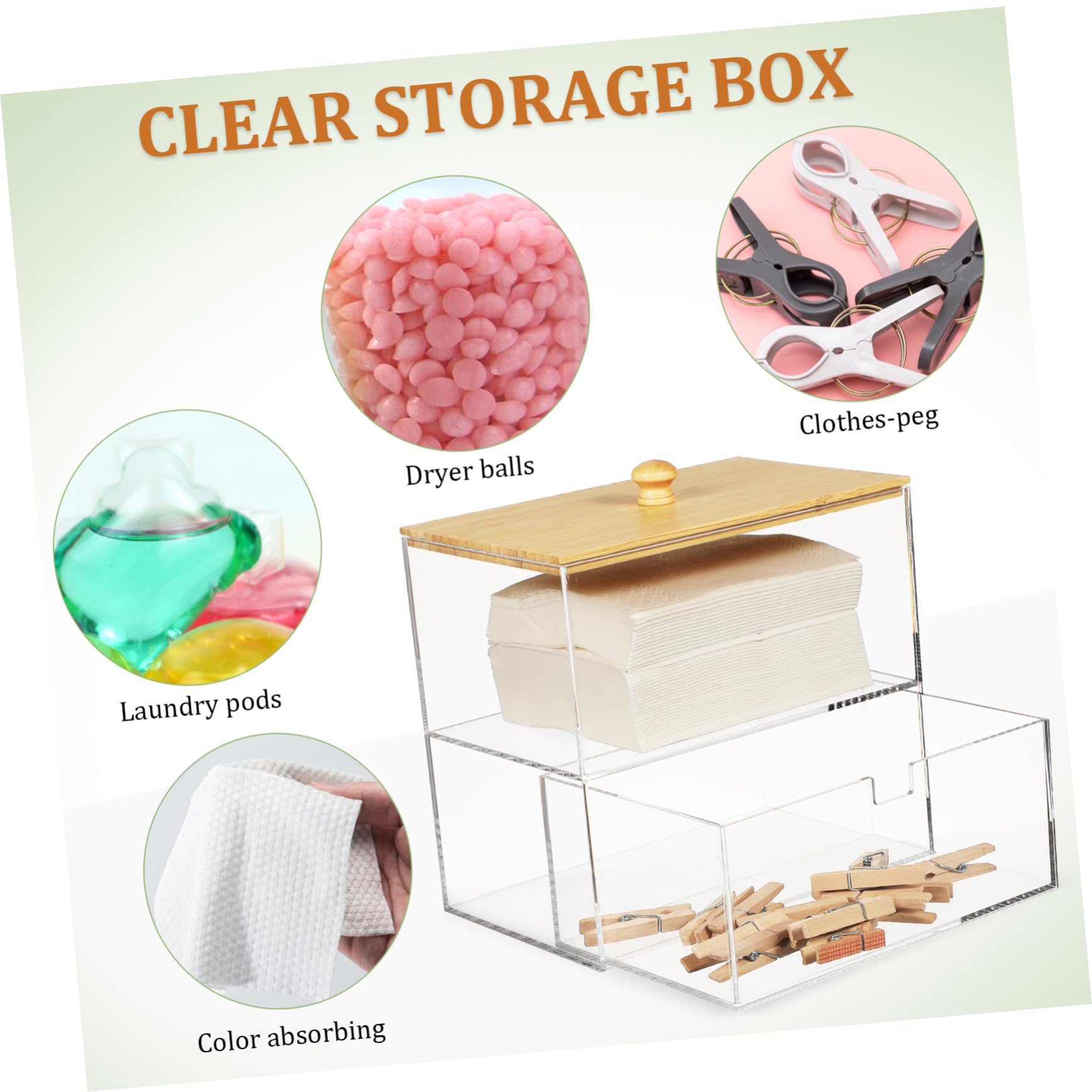 Ciieeo Aufbewahrungsbox Für Waschmittelkapseln Acryl Mit Deckel Doppeltes Fach Platzsparender Organizer Für Wäsche Und Trocknertücher