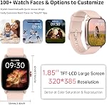 Montres intelligentes pour hommes femmes, avec appel Bluetooth, 1.85" Écran DIY Composez Smartwatch pour Android iPhone. 100+ Modes sportifs, moniteur de rythme cardiaque, AI Tracker de fitness intégré, IP68 imperméable
