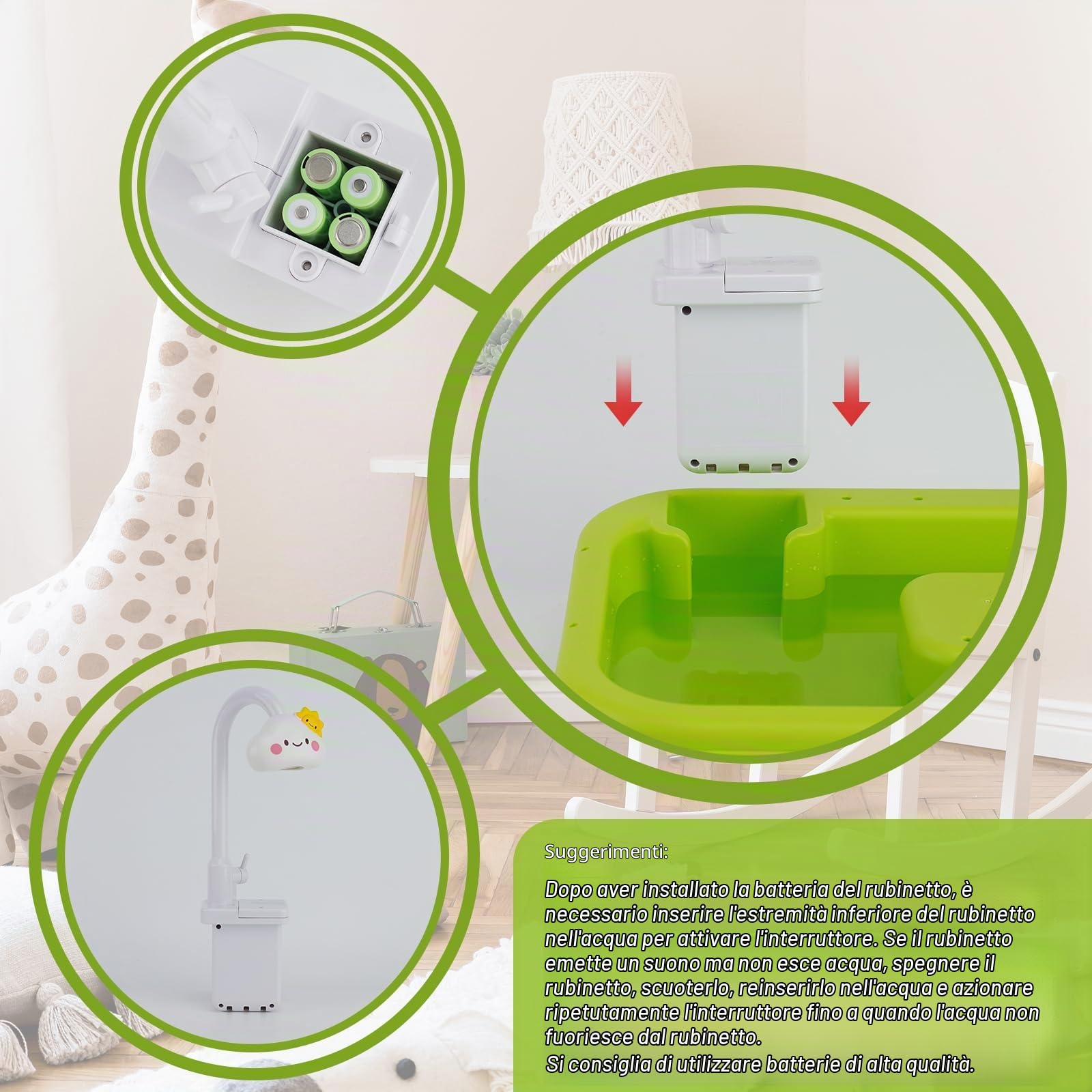 Cucina Giocattolo per Bambini,Lavandino Bambini con Acqua Vera,Rubinetto Aggiornato,Gioco di Pesca e Accessori da Cucina,set cucina bambini,Giocattoli di Ruolo per Ragazzi Ragazze 3 4 5 6(Verde)