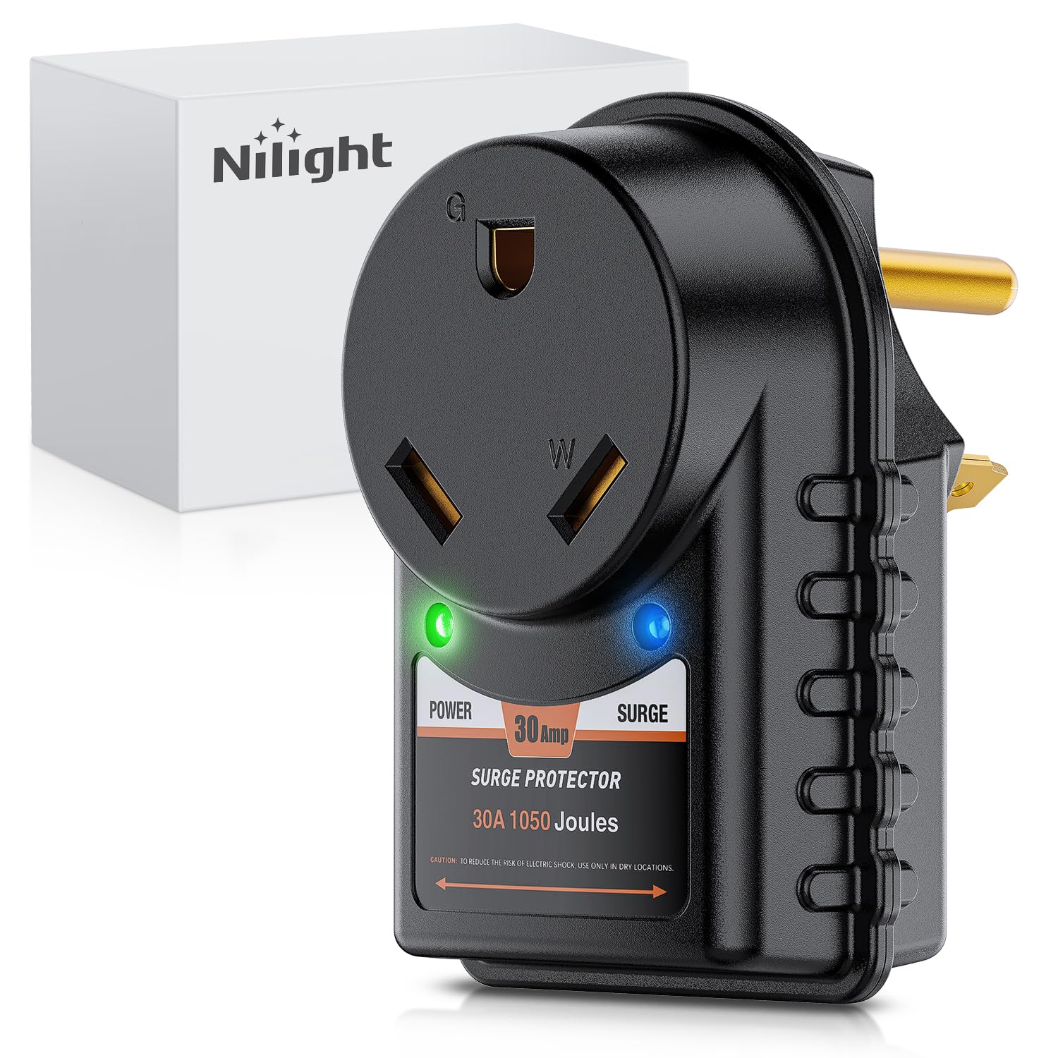 Nilight RV Surge Protector 30A 125V/3750W RV Surge Adapter Plug with LED Indicator 30A 1050 Joules 22500A Max Spike ETL Listed TT-30P TT-30R Power Protection for Motorhome-image-6