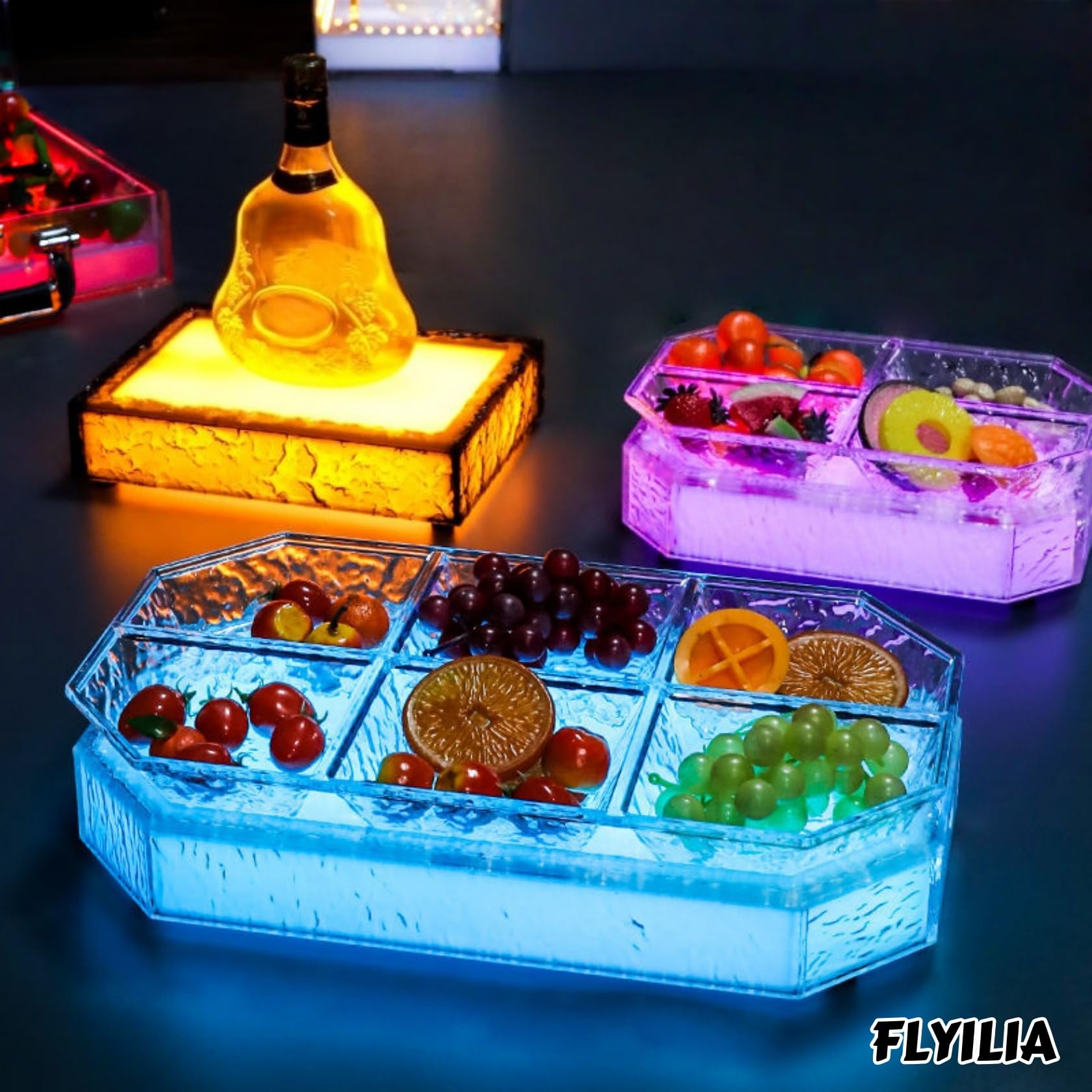 Amazon | FLYILIA 果物皿 光る フルーツバスケット LEDライト付き