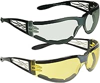 Vista 18 de Bikershades Motorcycle Sunglasses Foam Padded with Flame design for Men for women - Free Microfiber Cleaning Case Dragster