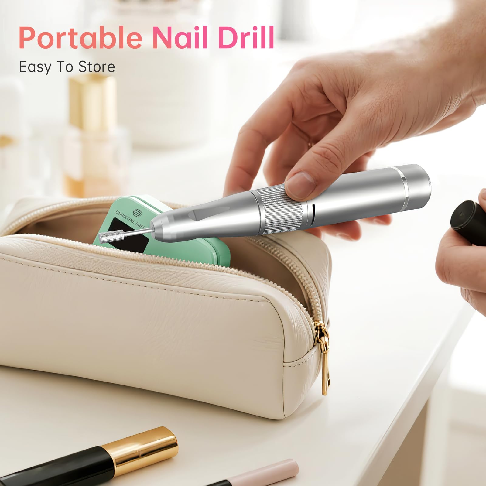 Lima elettrica per unghie, 35000 giri/min, super silenziosa, ricaricabile, set di smalti per manicure e pedicure, professionale per manicure e pedicure, set di smalti per unghie in