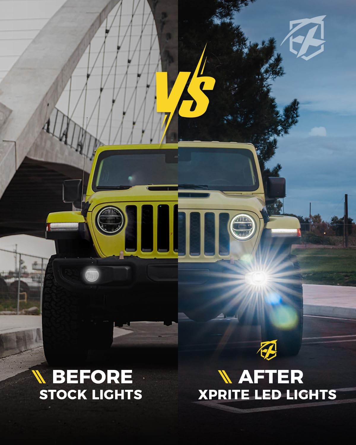 Xprite Ultra 300% Bright 60W LED Fog Lights w/DRL Compatible with 2018-2026 Jeep Wrangler JL JLU & 2020+ Gladiator JT, DOT, 6500K, Plug N Play, Front Bumper Fog Lamp with 2 Mounting Brackets, White