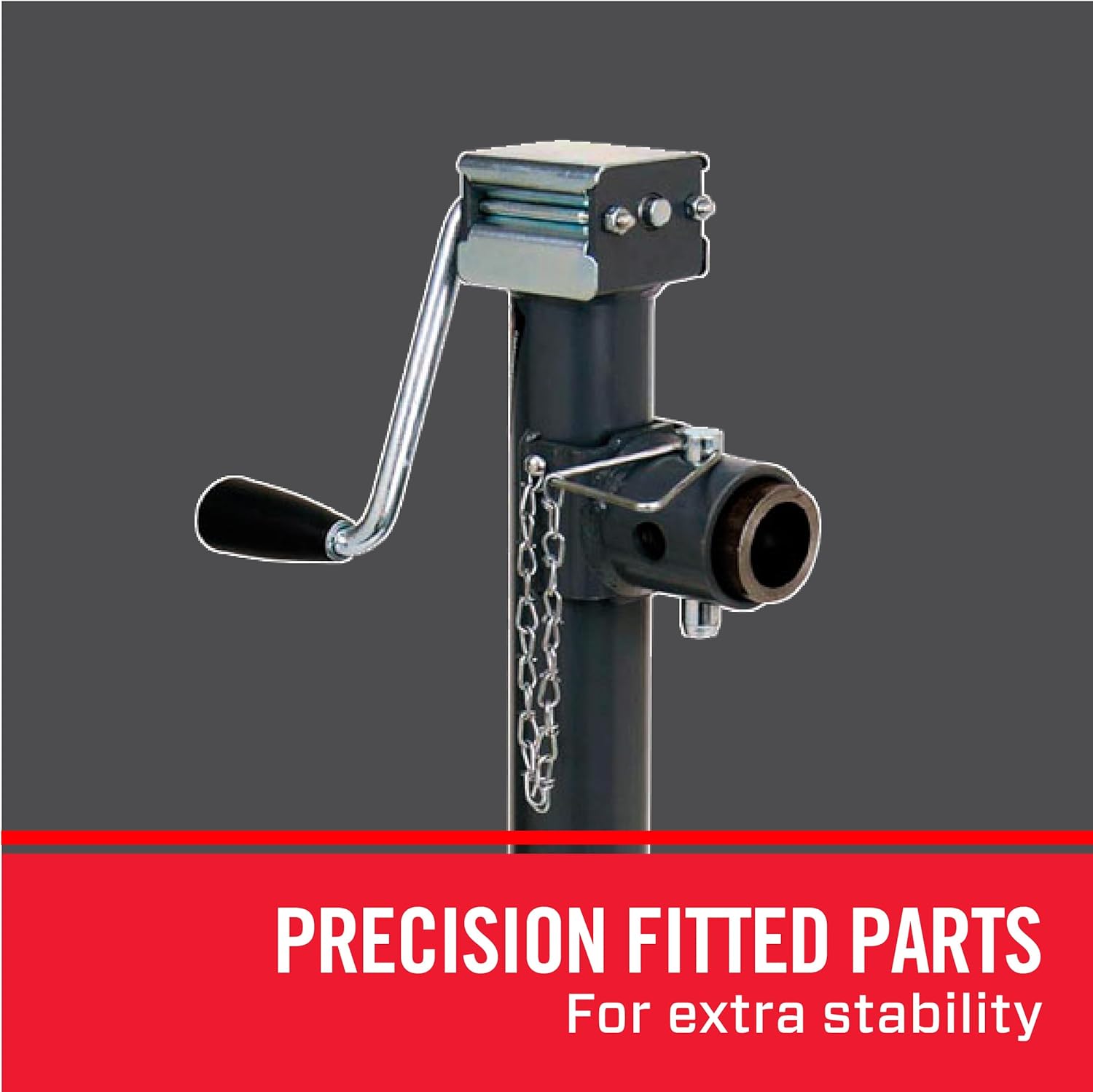 Bulldog 178203 Round Trailer Jack, Side Mount, 5,000 lbs. Lift Capacity, Sidewind, Weld-On, Includes Footplate, 15 Inch Travel