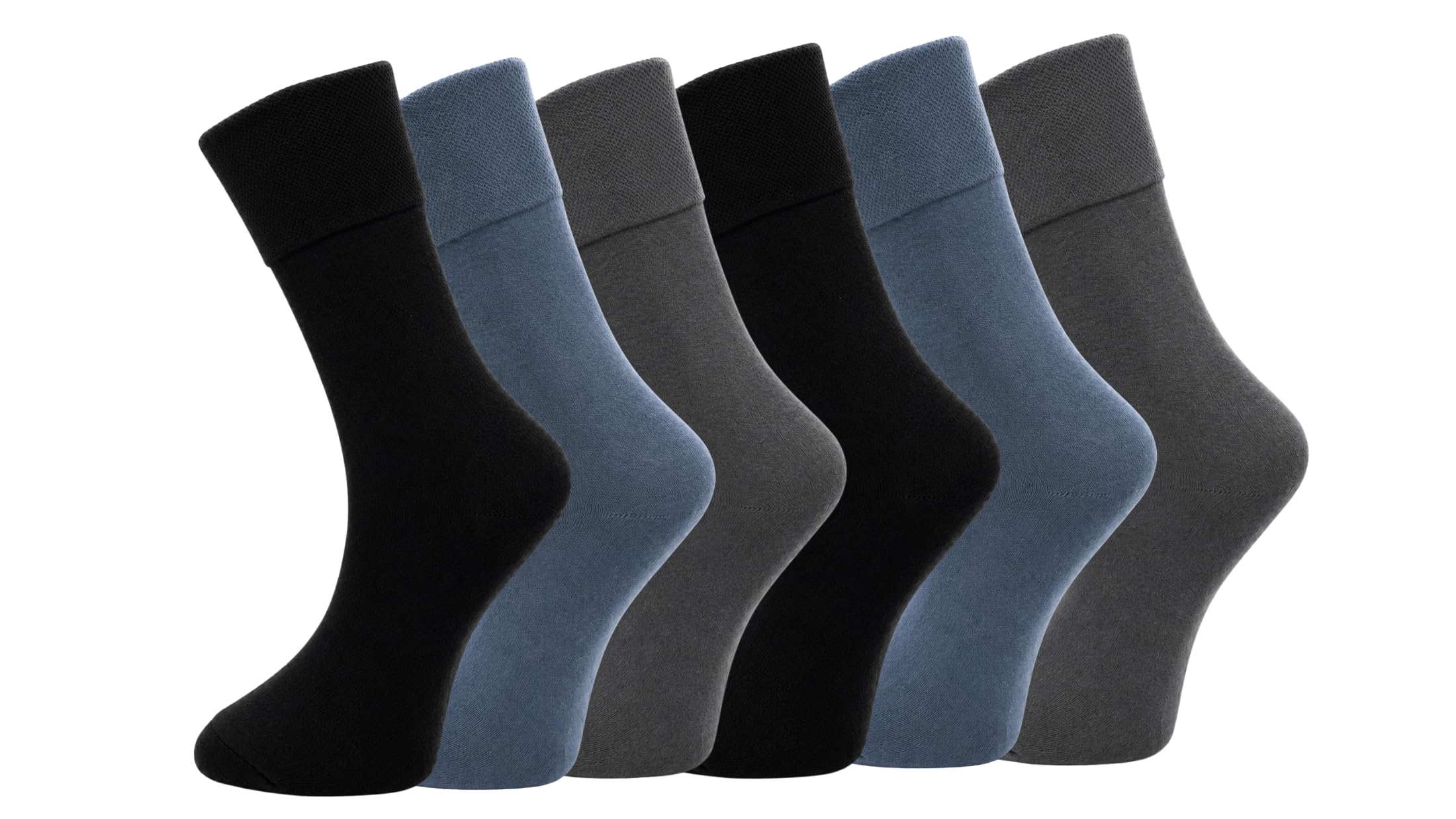 ARG 6 PAIRS WOMENS NON ELASTIC DIABETIC SOCKS LADIES EASY GRIP LOOSE SOFT TOP COTTON SOCK FOR SWOLLEN FEED ODEMA FRIENDLY UK 4-8 (Cotton, Grey)