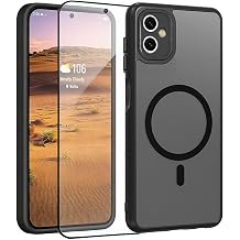 Magnetic for Samsung Galaxy A05 Phone Case with Screen Protector, Translucent Matte Military-Grade Shockproof Protective Anti-Scratch Full Camera Protection Cover Case for Galaxy A05 Black