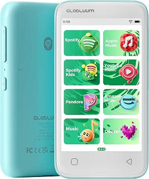 80GB MP3 Player for Kids, Parental Controls, Supports Spotify Kids, Audible, LibriVox, and KindleSafe Android MP4 Player Gift with 4" Touchscreen, WiFi and BluetoothBlue