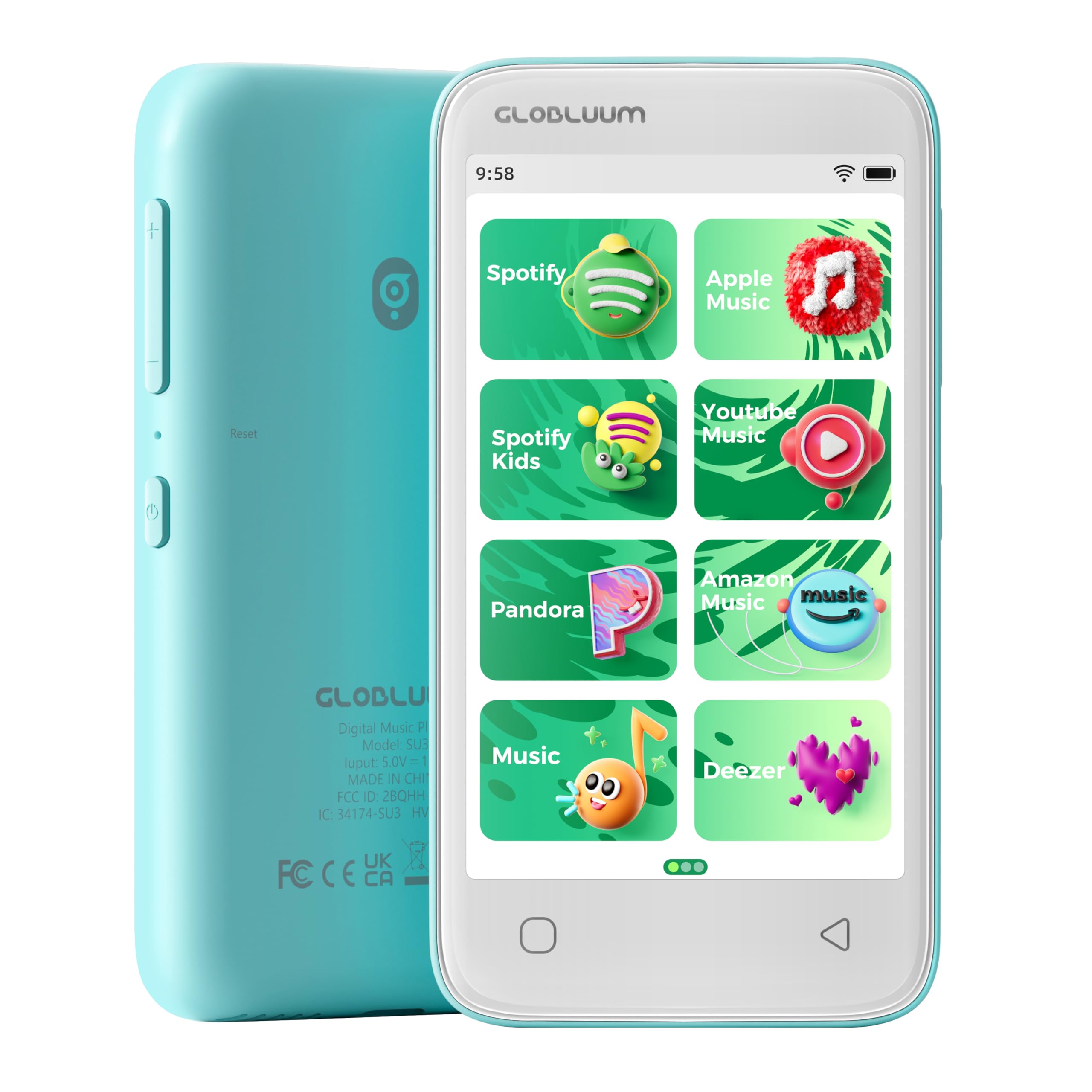 80GB MP3 Player for Kids Parental Controls Supports Spotify Kids Audible LibriVox Amazon Music and Kindle Safe Android