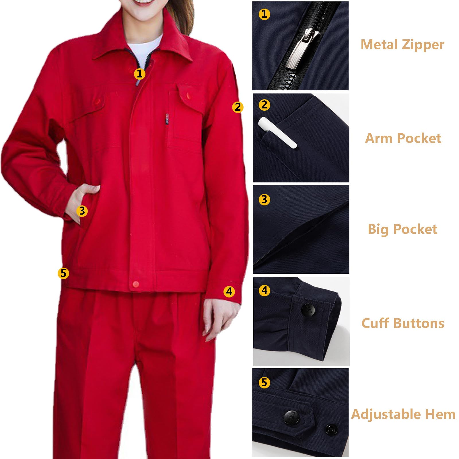 Combinaison De Coton Anti Static Long Sleeve Work Jacket & Workwear Pants Set Pour Hommes Et Femmes