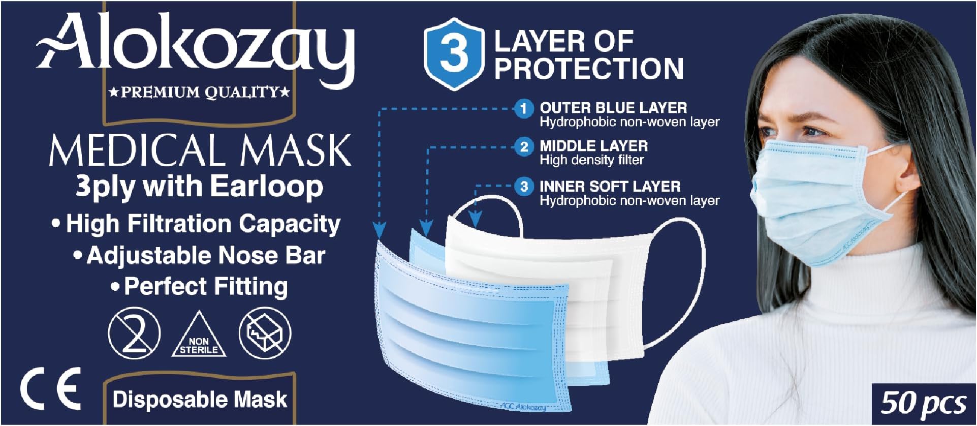 Face Mask 3Ply 50'S