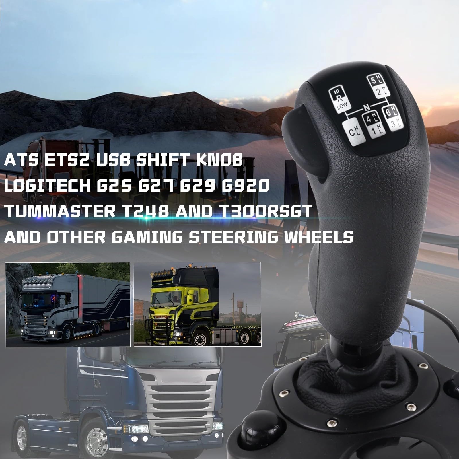Pommeau de levier de vitesse USB haut-bas, pour manette de vitesse PC USB, pour Logitech G923 G29 G27 G25 TH8A, pour ETS2 et pour ATS, pour simulateur de vitesse de camion Scania