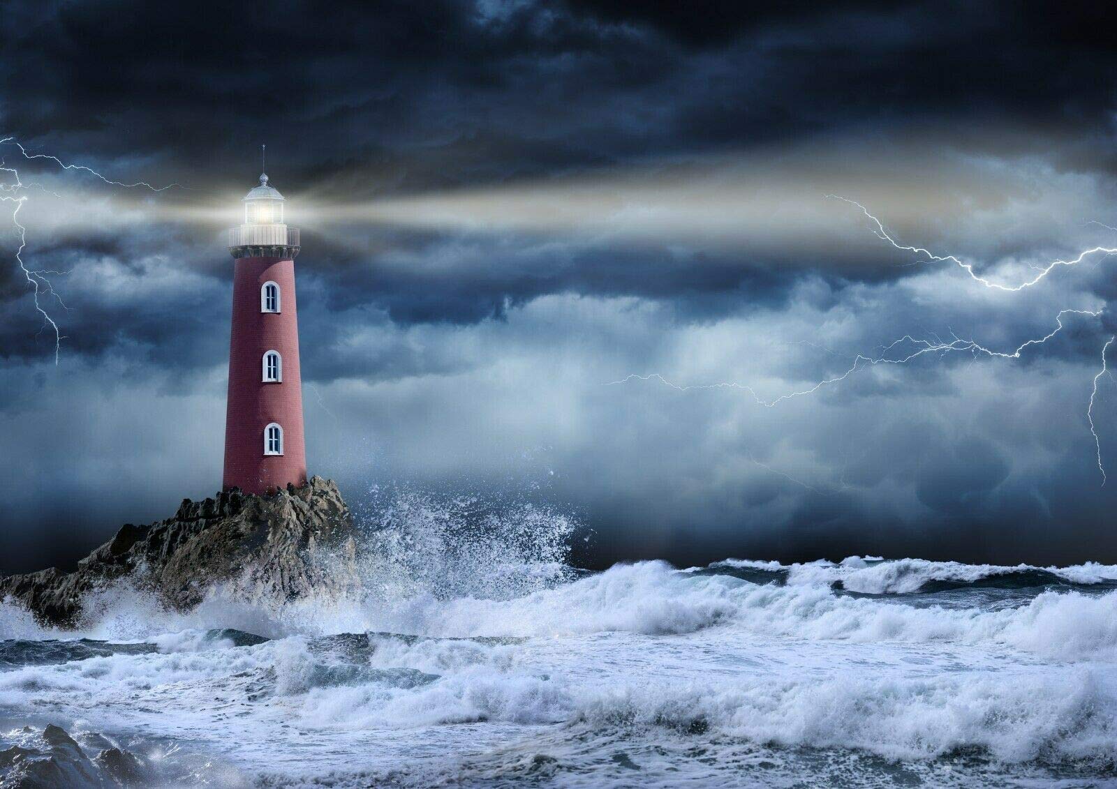 Destination Vinyl Posters Multi A4| Stormy Lighthouse Poster Size A4 Sea Weather Nature Poster #12312
