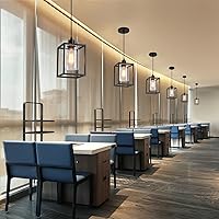 Vista 4 de 3 Pack Black Pendant Lights for Kitchen Island Industrial Lantern Pendant Light Fixtures with Clear Glass Shade, Farmhouse Adjustable Height Hanging