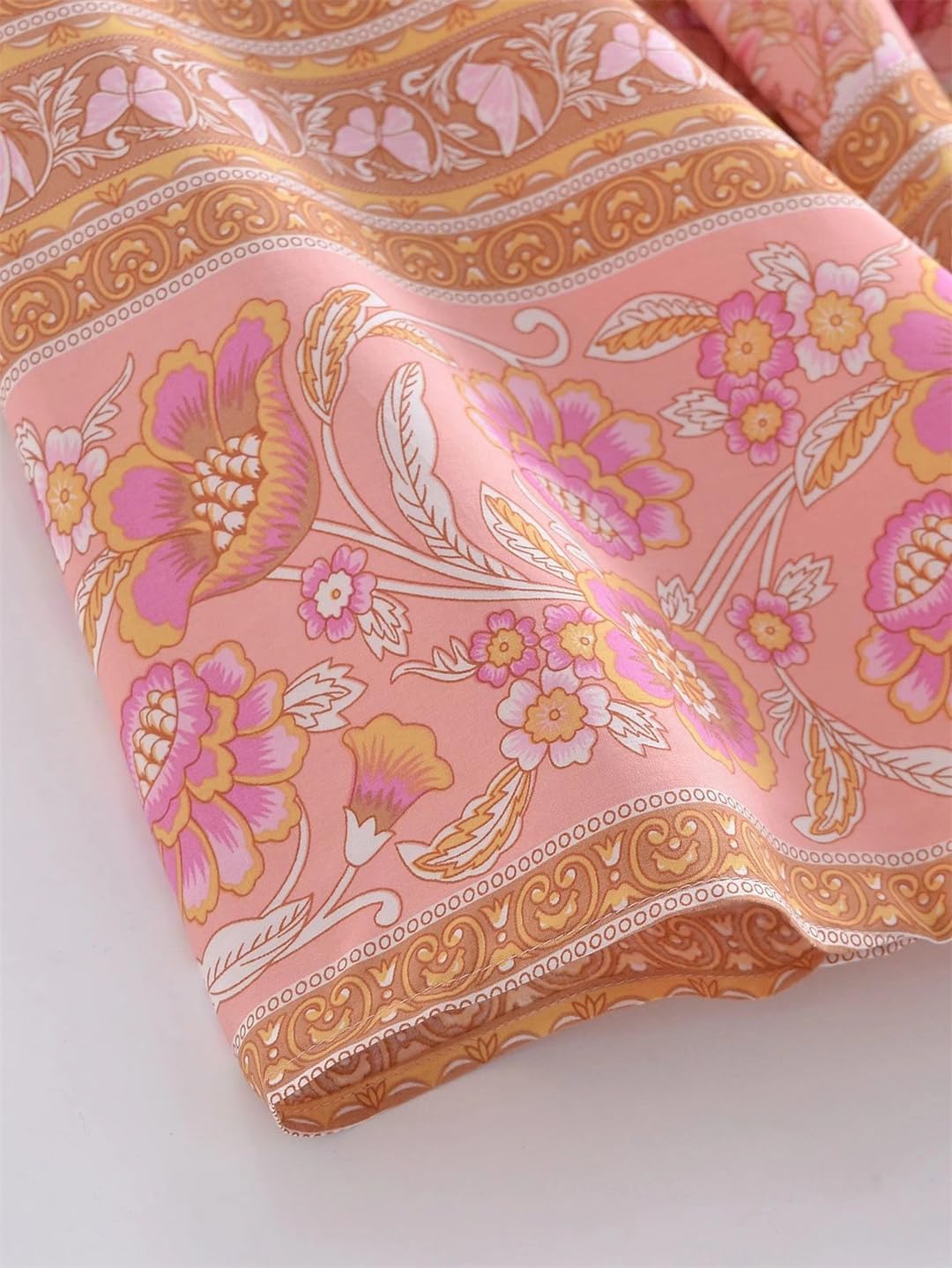 Rayon bawełniane okrycie styl plażowy vintage krótki szlafrok kwiatowy nadruk strój kąpielowy okrycie kobiety