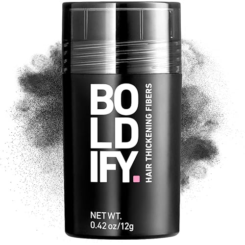 BOLDIFY Hair Fibers (12g) - Fill In Thinning and Fine Hair for an Instantly Fuller, Thicker Look - 14 Shades for Women & Men - Black