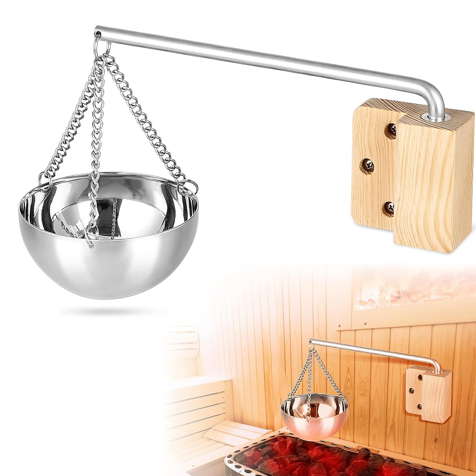Aroma Bowl Sauna 350 Ml Sauna Bowl Stainless Steel Sauna Aroma Bowl Sauna Accessories For Spa Sauna Vaporizer Shell Hanging Bowl Cup Of Oil Bowl Dish Room Accessories 350 Ml Aroma Bowl Sauna