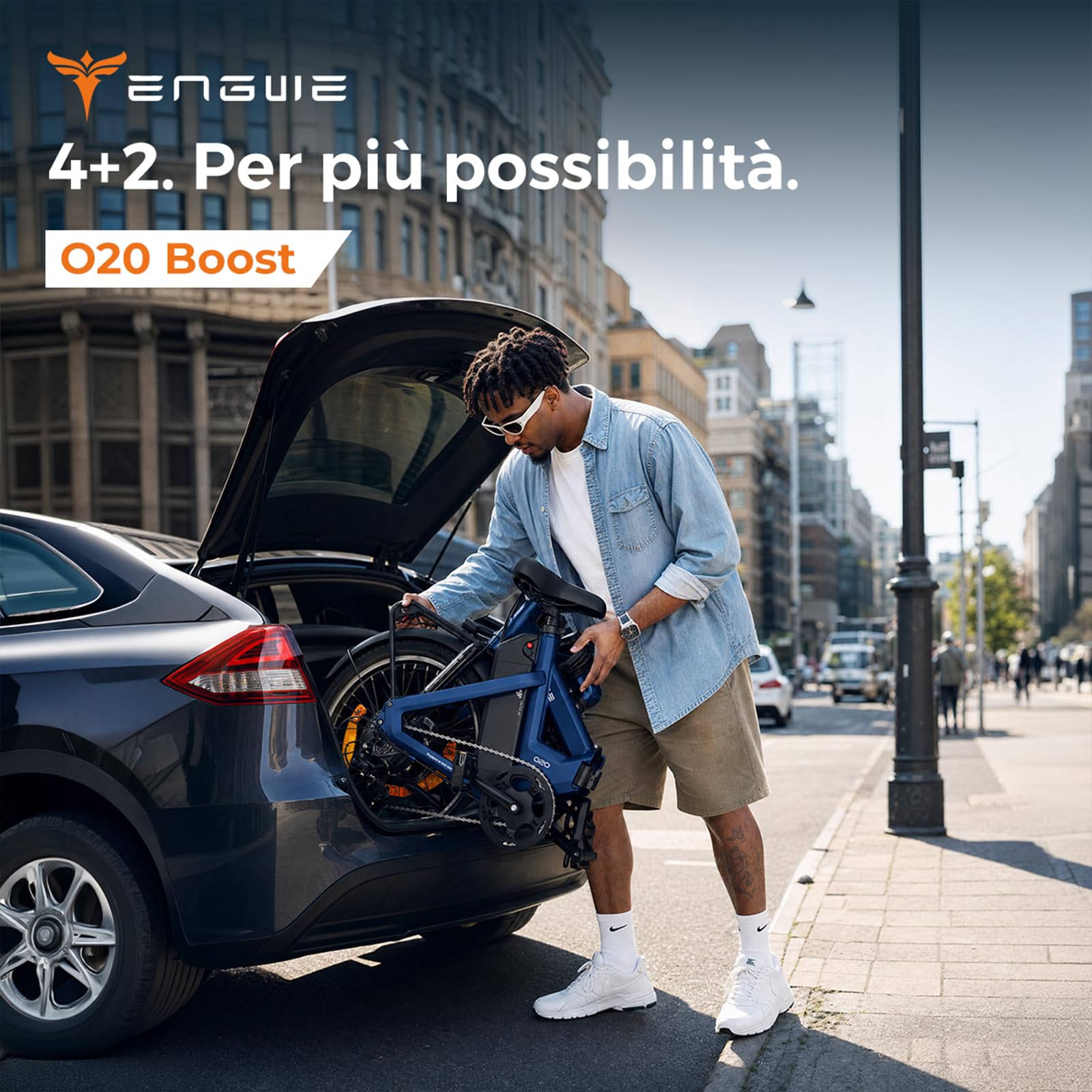 ENGWE O20 Boost Bicicletta Elettrica Pieghevole | 48V 15Ah Batteria, Ricarica Rapida in 3.5 ore e Protezione Della Batteria Tramite BMS, Sensore di Coppia, Coppia di 75 Nm