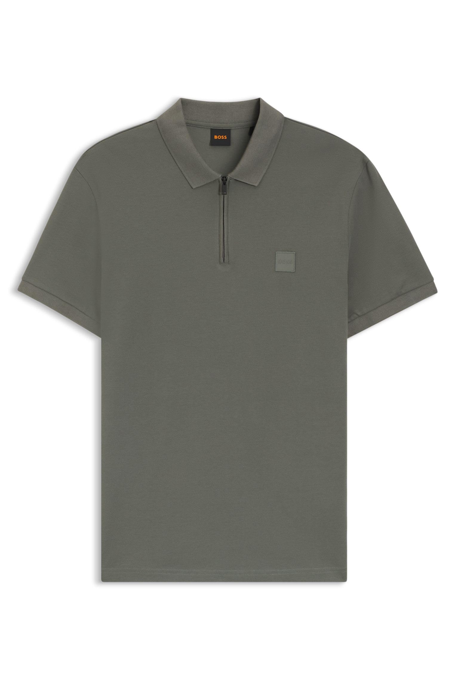 BOSS Mens Passerzip Zip-Neck Slim-fit Polo Shirt in Stretch Cotton