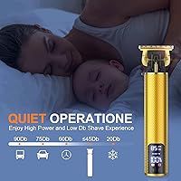 Vista 4 de Recortadora de pelo y aseo profesional para hombre con cuchilla en T, kit de corte de pelo y aseo recargable (dorado)