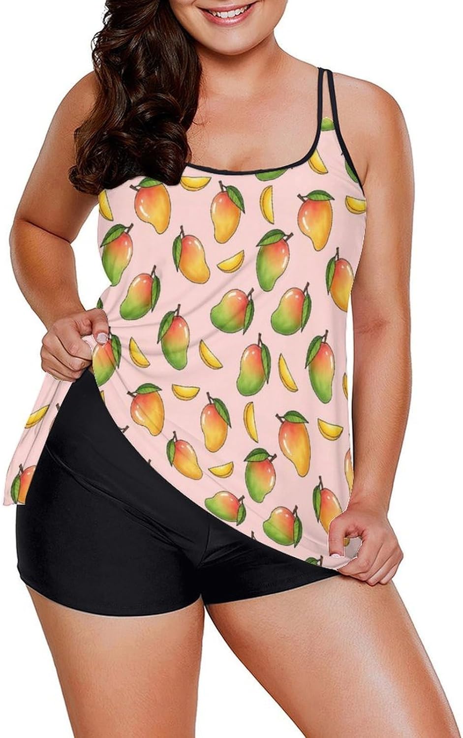 Two Piece Tankini Swimsuits for Women Tummy Control Plus Size Bathing Suits Lobster Flowy Swim Tops with Boyshorts 5XL