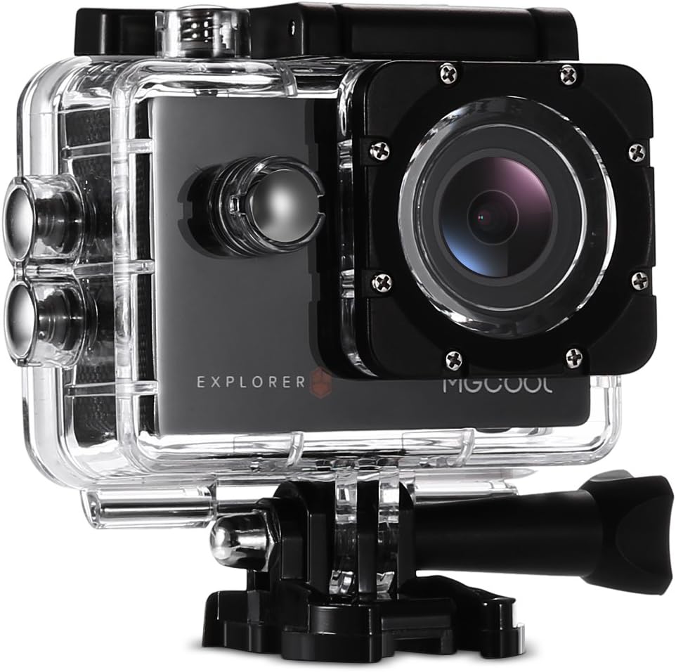 MGCOOL Explorer ES Underwater Sport Action Camera, WiFi 16MP 3K 30M Waterproof Camera, 170° Wide-Angel Lens, 2.0 Inch LCD Screen, Rechargeable 1050mAh Batteries and Mounting Accessories Kits for Bike, Motorcycle, Diving, Climbing (Black)