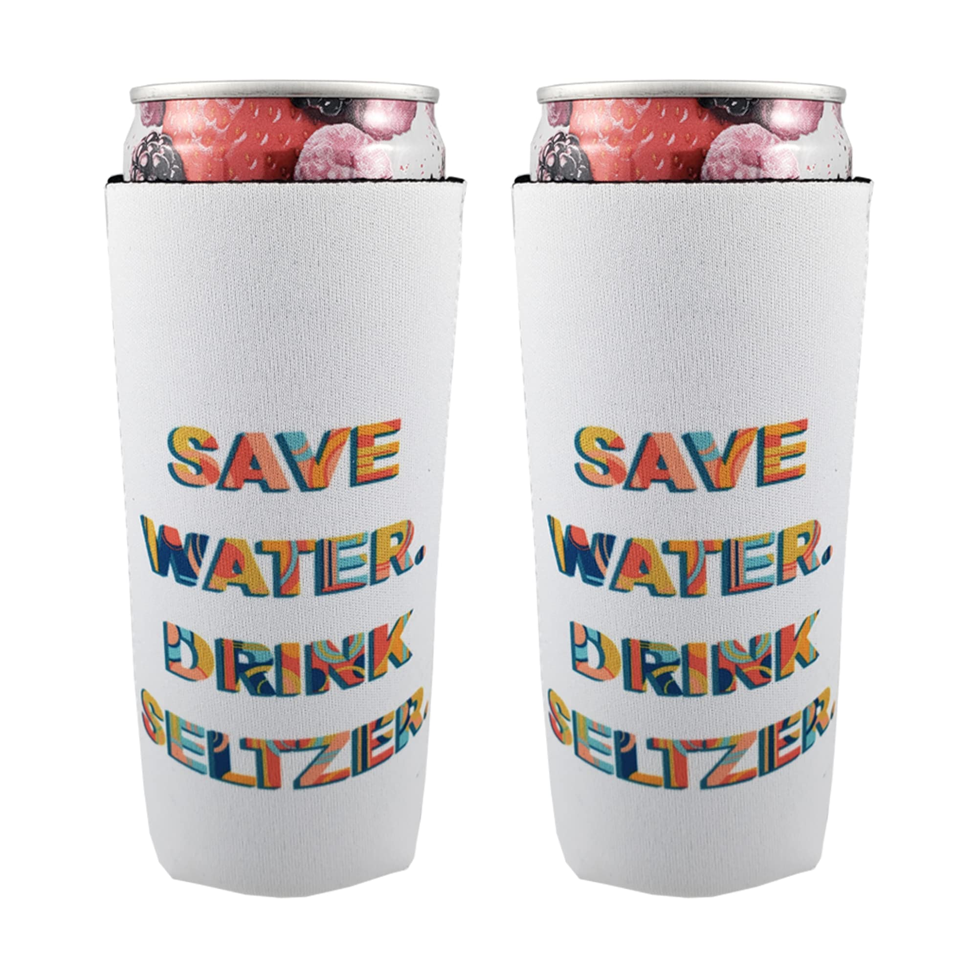 Buy Save Water Drink Seltzer, Cozose Slim Can Cooler Sleeves for White