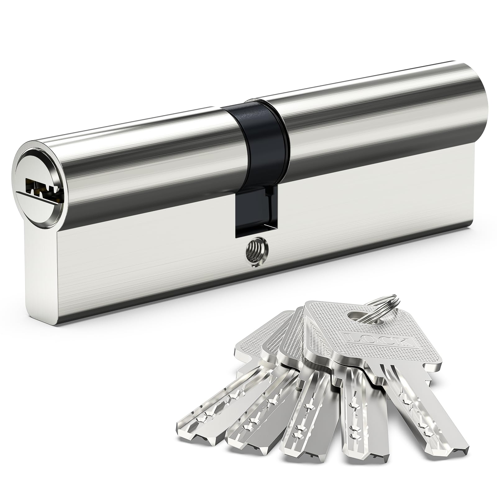 Euro Cylinder Lock 45/55, 100mm Euro Door Barrel Lock with 5 Keys, Solid Brass Core, High Security for UPVC, Wooden, Composite Doors Replacement Profile, 2 Fixing Screws & Premium Tin Storage Box