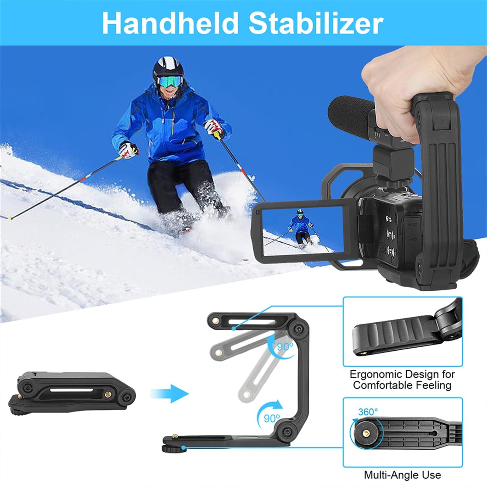 Videoregistratore Full 4K Streaming Videocamera WiFi Videocamere Vlog Digitali UHD 48MP for Esterni Portatili for La Fotografia(128G SD Card,Set 2)