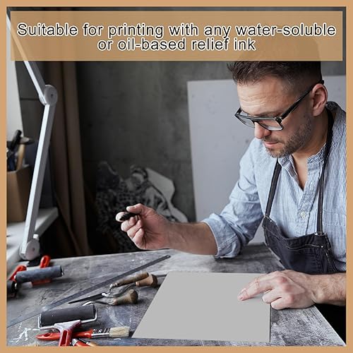 Miniatura 32 de Yeaqee Bloque de linóleo para tallar goma suave, hojas de linóleo grandes, placas de lino sin montar para grabar, proyectos de arte, impresión