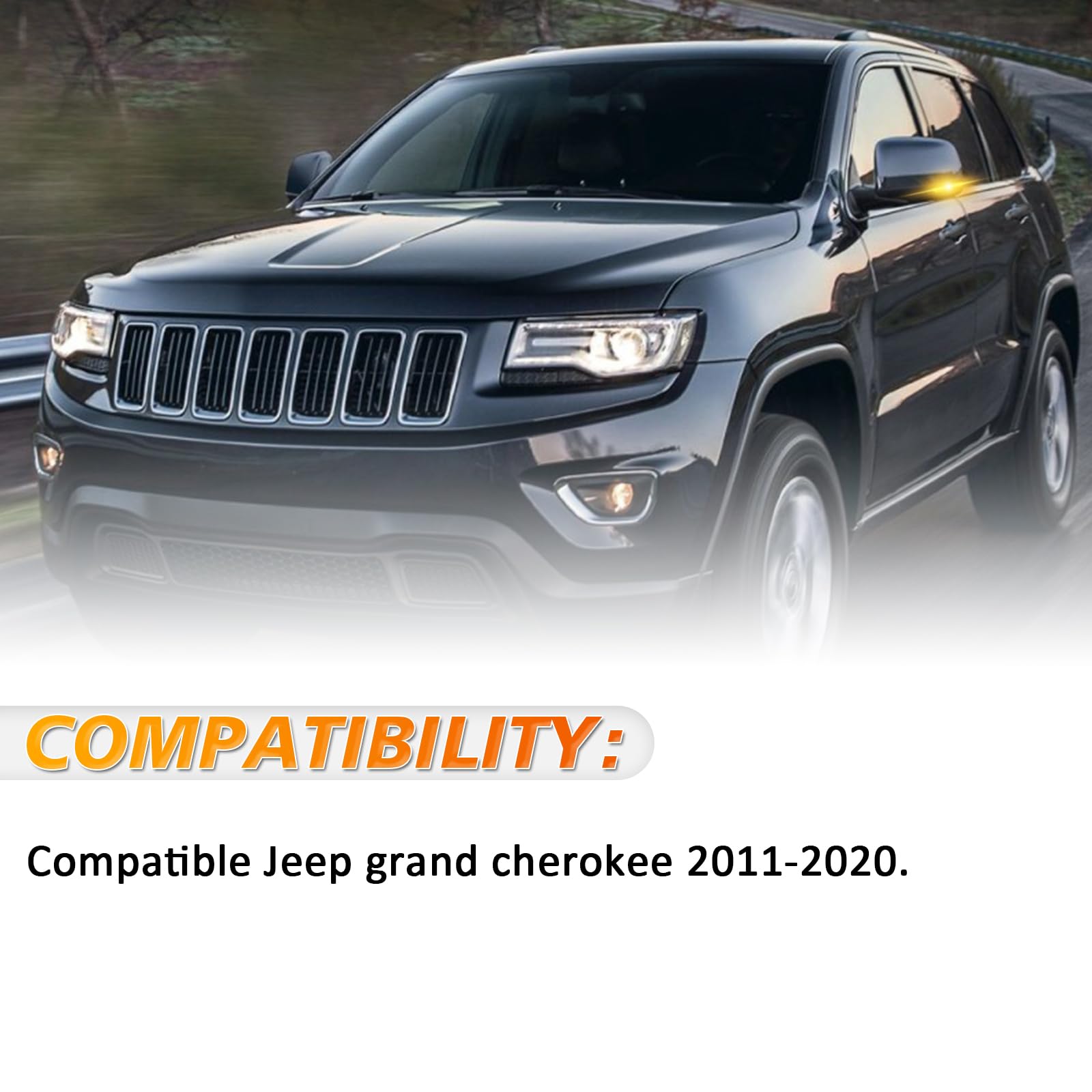 D-Lumina 2 pezzi luci LED per indicatori di direzione dinamici per specchietto laterale, indicatori di direzione sequenziali, Compatibile con Jeep grand cherokee 2011-2020