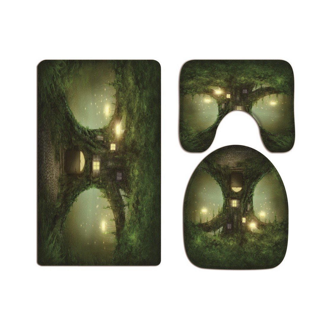 Alfombrilla de baño alfombra de baño de franela con fundas de inodoro