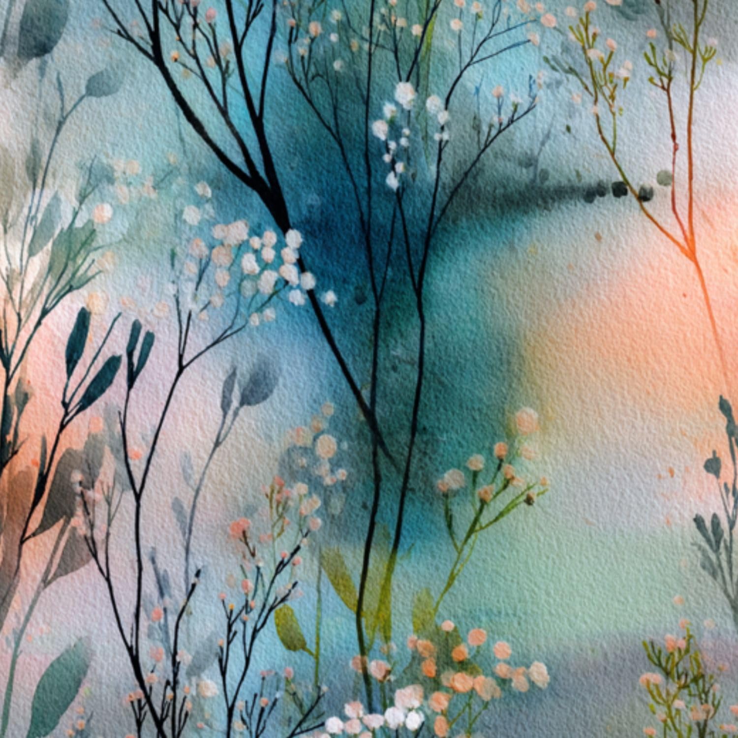 DERUINVAIO Self Adhesive Feature Removable Romantic Pastel Botanical Wildflowers Peel and Stick Vinyl Wallpaper Roll, Sticky Lining Paper for Bedroom, Living Room, Kitchen Walls