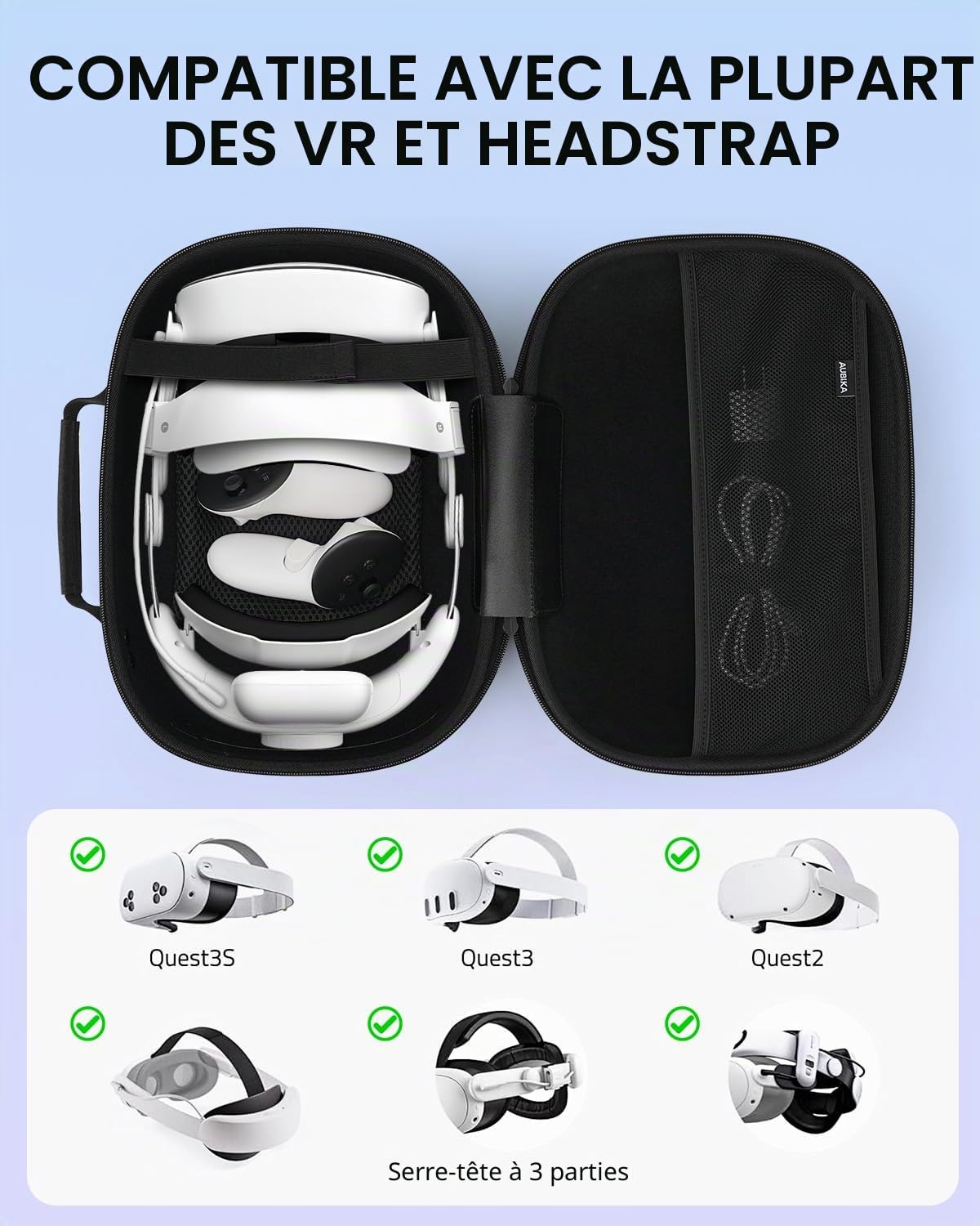 Aubika Étui de Transport pour Accessoires Meta Quest 3/Quest 3S/Quest 2/Quest Pro/PICO 4
