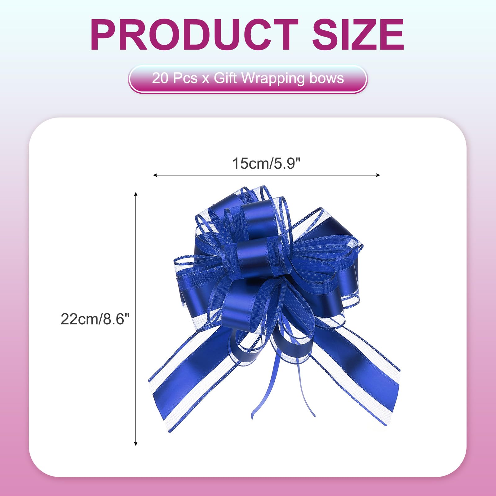 PATIKIL 20 Pcs Large Pull Bow Gift Wrapping, 9 Inch Ribbon Organza Dark Blue Bows for Gift Wrapping Wedding Baskets Car - Image 2