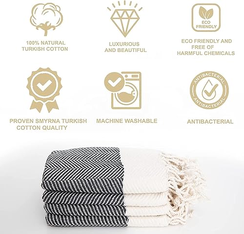 Miniatura 30 de SMYRNA TURKISH COTTON Herringbone Series - Juego de 6 paños de cocina lavables a máquina, ultra suaves, absorbentes, prelavados y de secado rápido