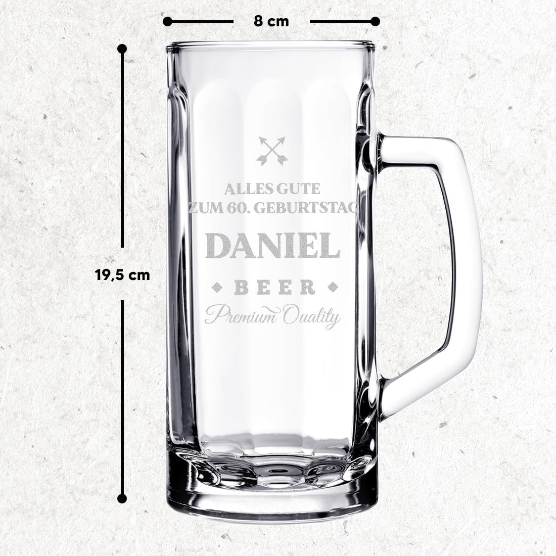 polar-effekt 2-TLG Bierkrug 0,5 L + Holzbox Set mit Gravur Geschenk für Männer - ideal zum Geburtstag und Jubiläum - 1x Kiste aus Holz - 1x Bierglas 500 ml - Geschenkidee für Papa und Opa