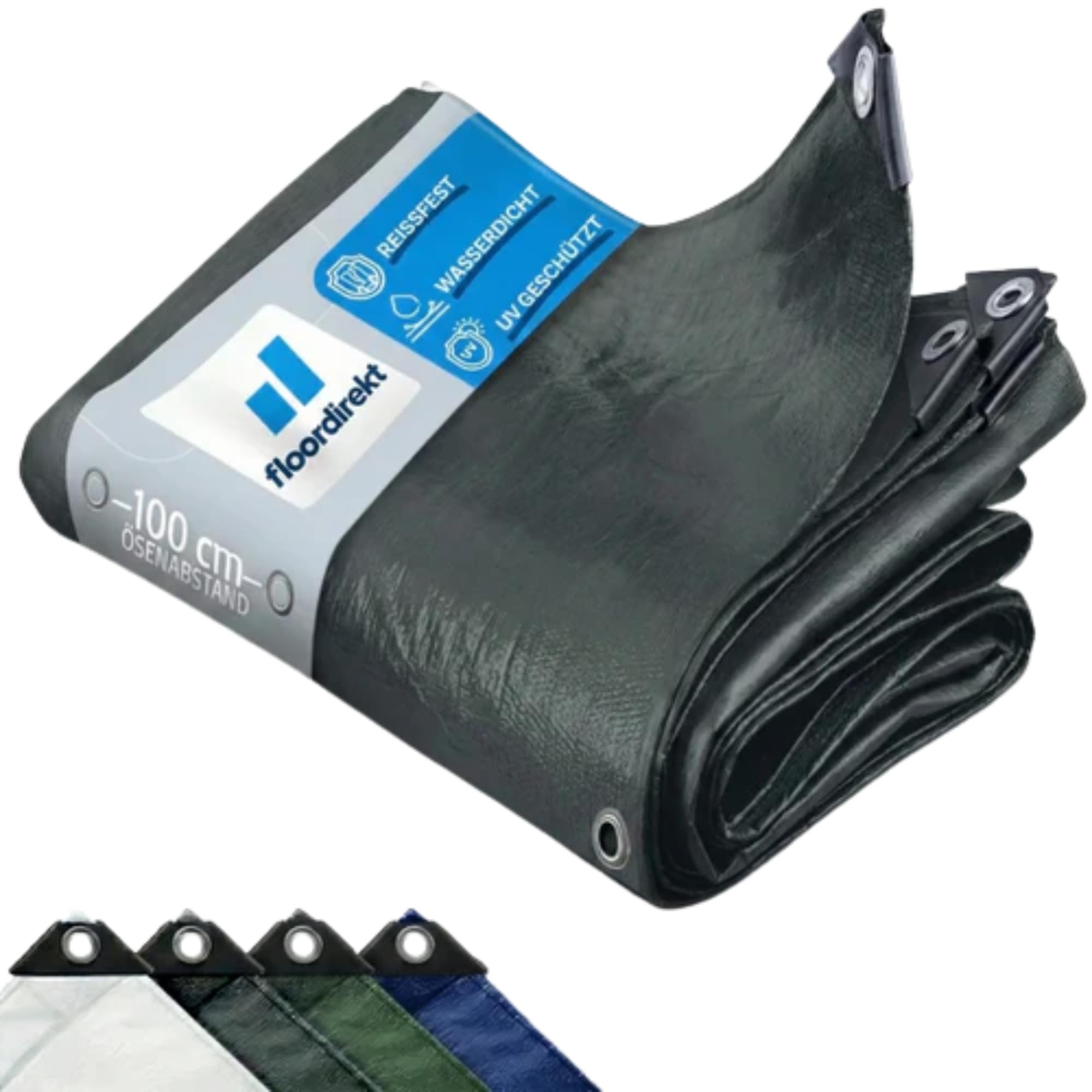 Floordirekt Tarpaulin 140 g/m² Waterproof 10 x 15 m Anthracite All-Purpose Tarpaulin for Protection Against Weather – Top Suitable for Garden Area – UV-Stable Coating on Both Sides, Waterproof and