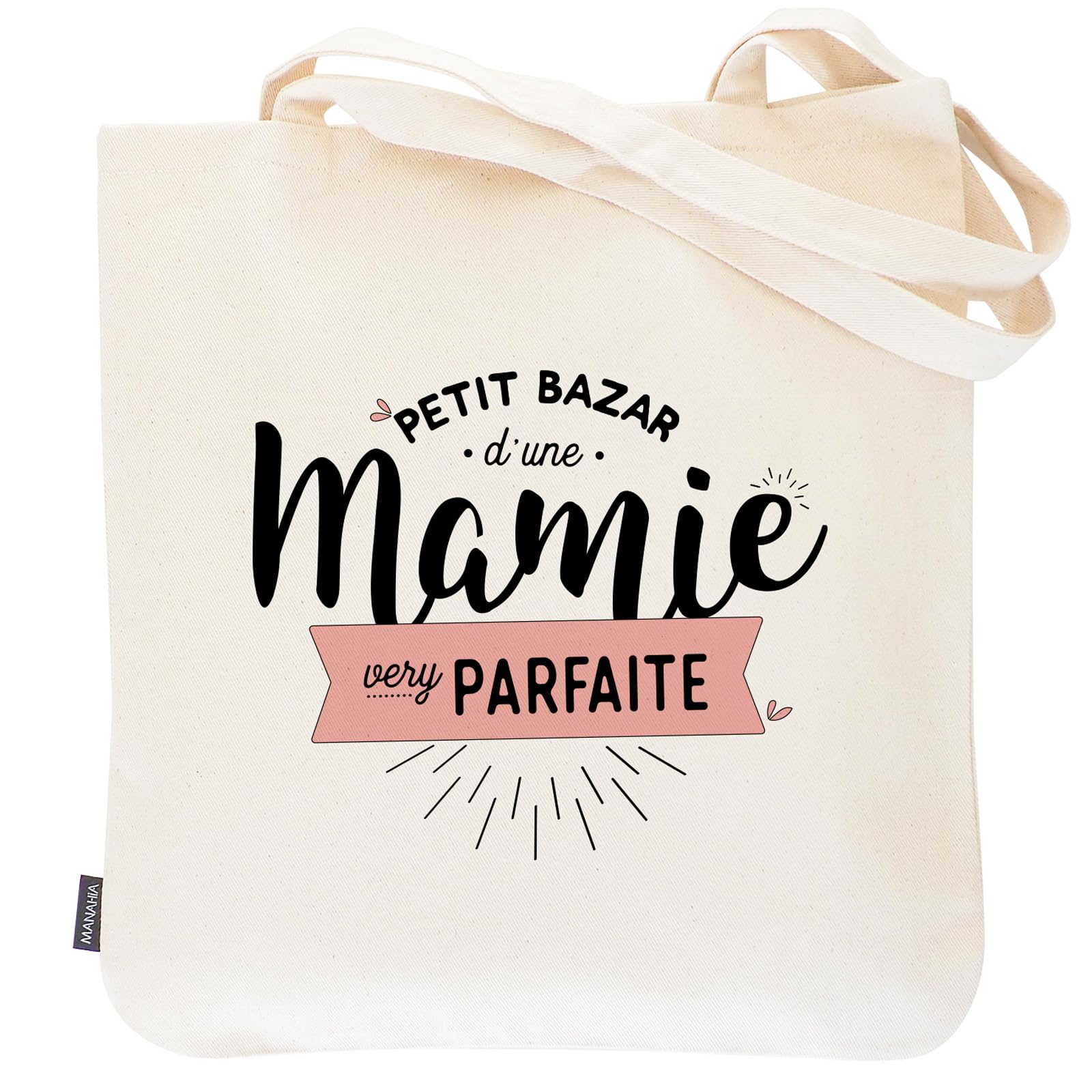 Tote Bag 'Mamie' Manahia | 100% Coton | 38x40cm | Message Touchant | Cadeau Fête Des Grands-Mères