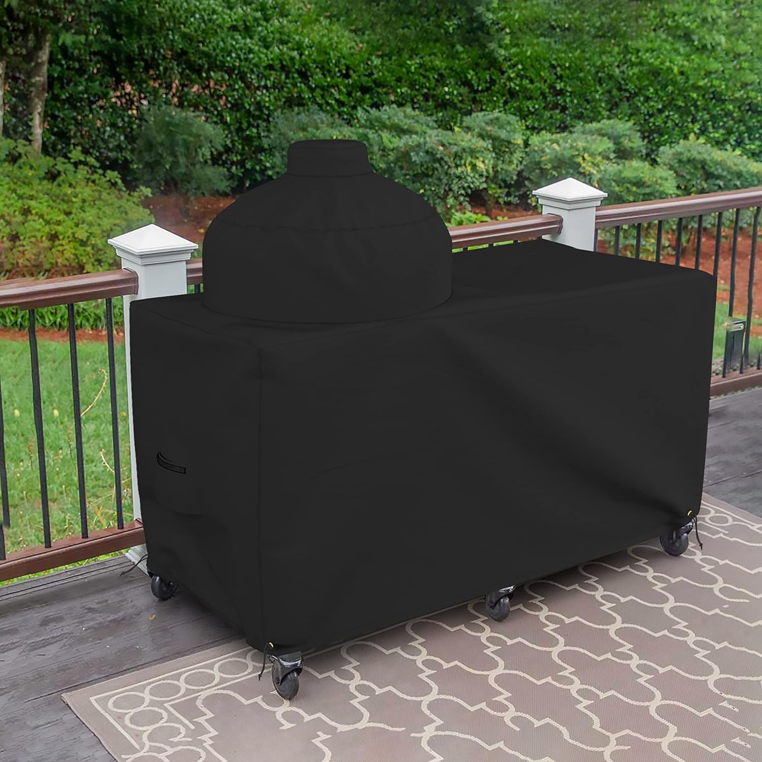 Duże jajko grill na zewnątrz pokrowce na patio - wodoodporne, 300 ml obustronne powlekane PCW, materiał odporny na wszystkie warunki atmosferyczne. Pokrowce na meble patio ze sznurkiem do wygodnego dopasowania (183 cm dł. x 76 cm gł. x 132 cm wys. , czarn
