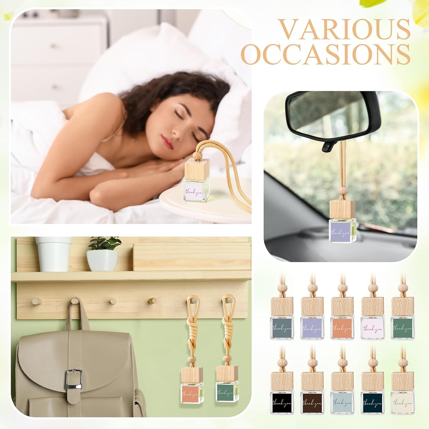 Funnymoom 30 Pcs Appreciation Gift Bulk Car Air Freshener Diffuser Hanging Car Empty Glass Oil Diffuser Thank You Gifts for Employee Dietitian Coworker Social Worker Nurse (Thank You)