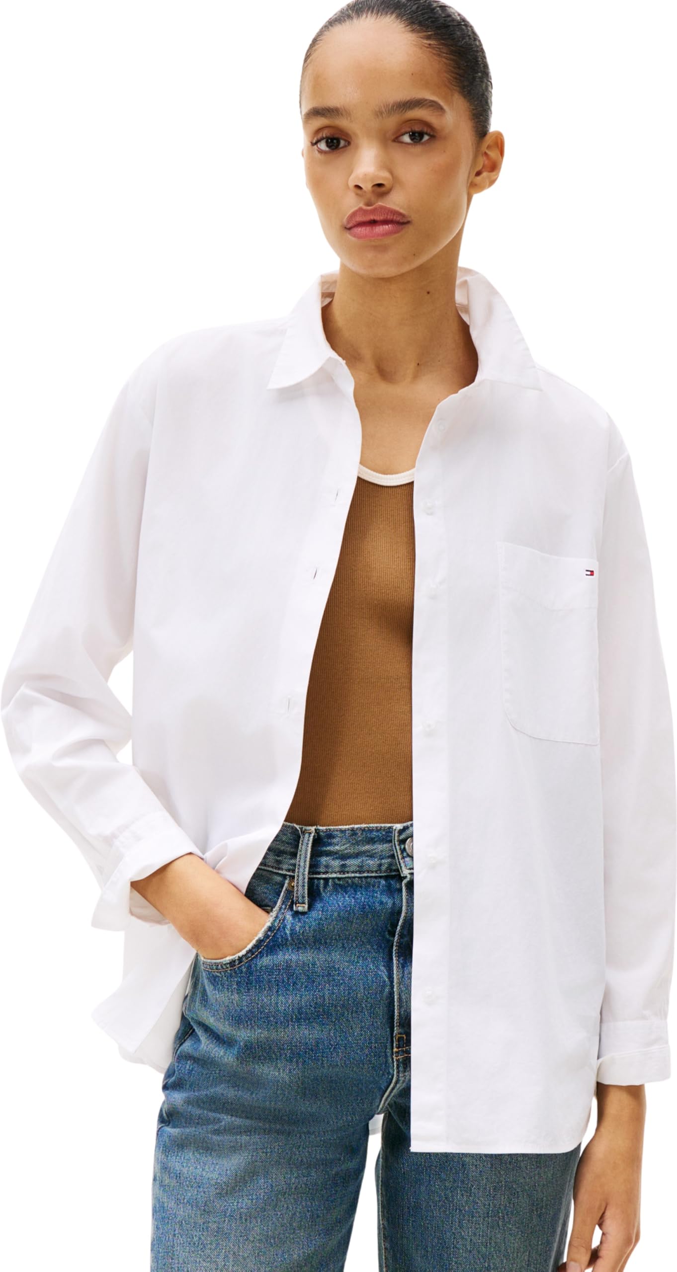 Tommy Hilfiger Damen Hemd Poplin Easy Fit Oversized