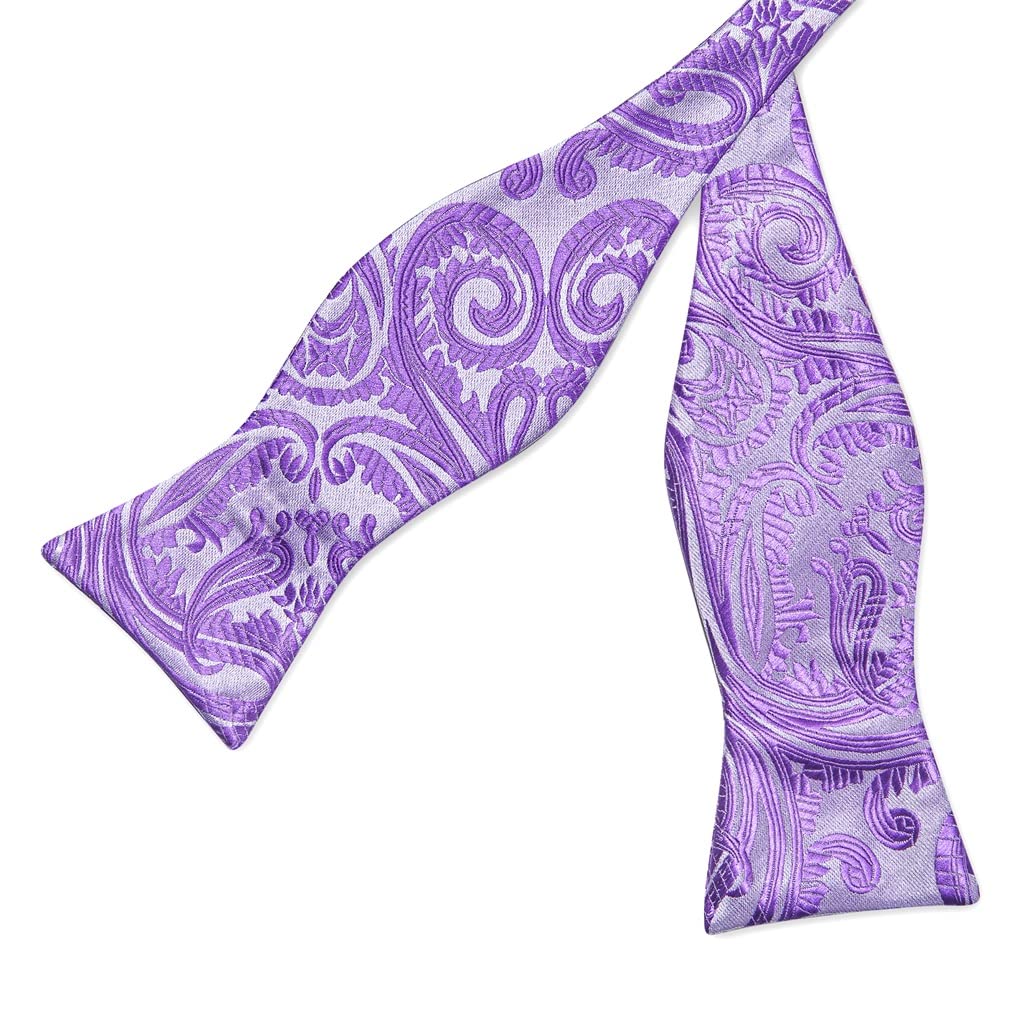 Papillon da Uomo con Motivo Floreale Viola Accessori da Sposa per Uomo Fiocco da Uomo con Papillon e Fazzoletto
